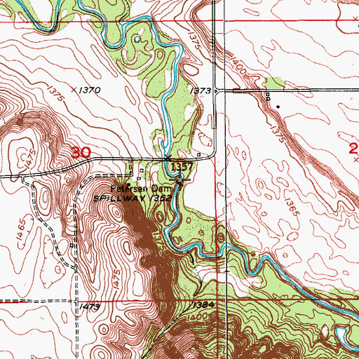 Topographic Map of Petersen Dam, ND