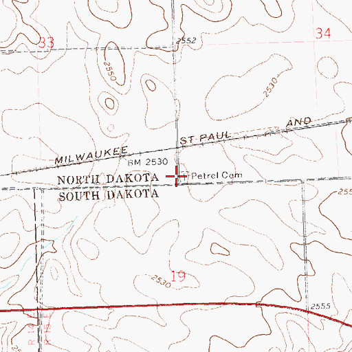 Topographic Map of Petrel Cemetery, ND