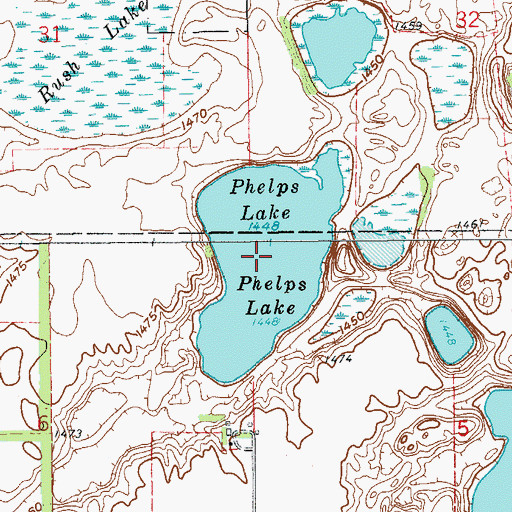 Topographic Map of Phelps Lake, ND