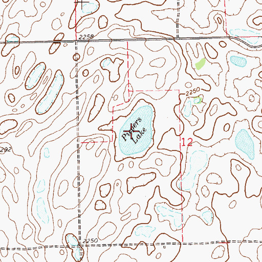Topographic Map of Piepers Lake, ND