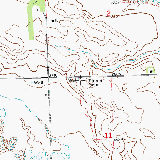 Topographic Map of Pierce Congregational Cemetery, ND