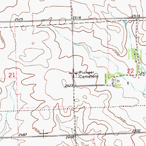 Topographic Map of Pioneer Cemetery, ND