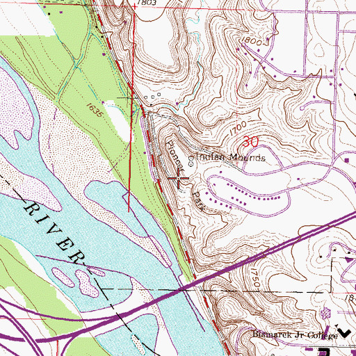 Topographic Map of Pioneer Park, ND