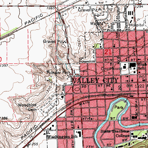 Topographic Map of Pioneer Park, ND