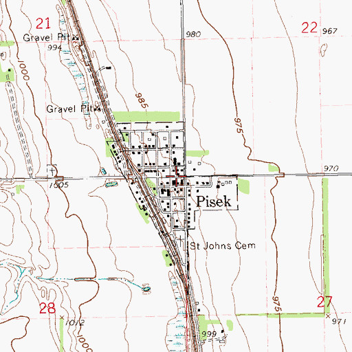 Topographic Map of Pisek, ND