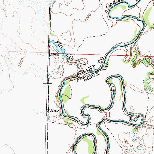 Topographic Map of Pitt Creek, ND