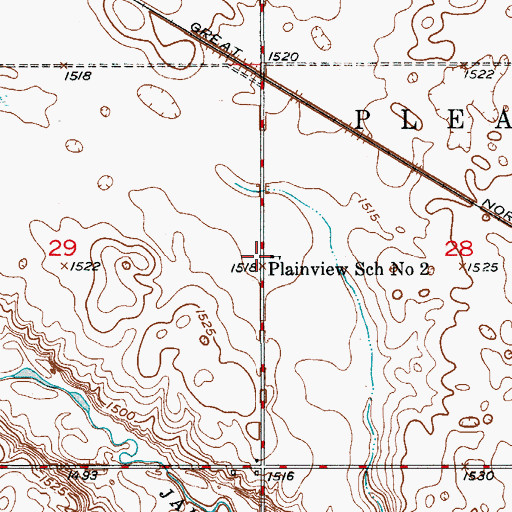 Topographic Map of Plainview School Number 2, ND