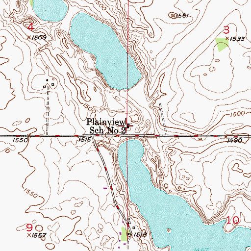 Topographic Map of Plainview School Number 2, ND