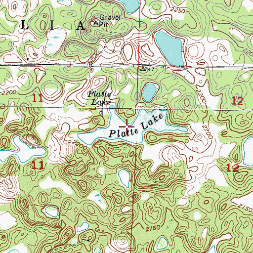 Topographic Map of Platte Lake, ND