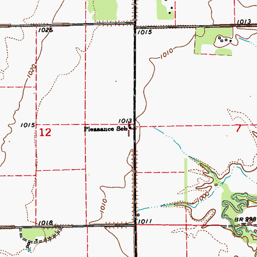 Topographic Map of Pleasance School, ND