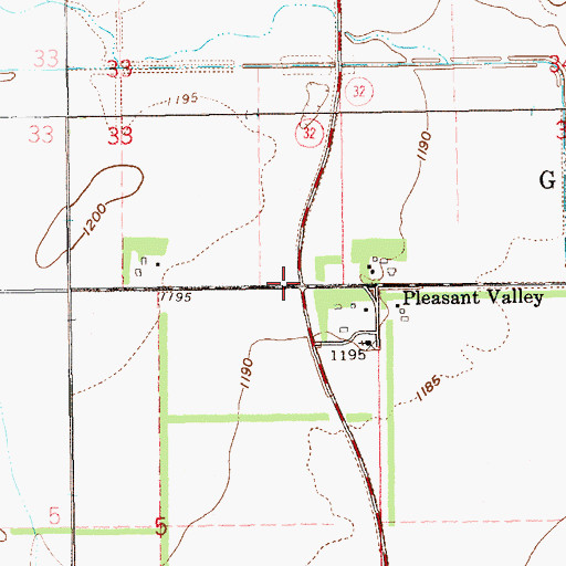 Topographic Map of Pleasant Valley, ND