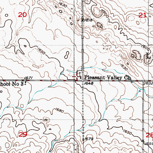 Topographic Map of Pleasant Valley Church, ND