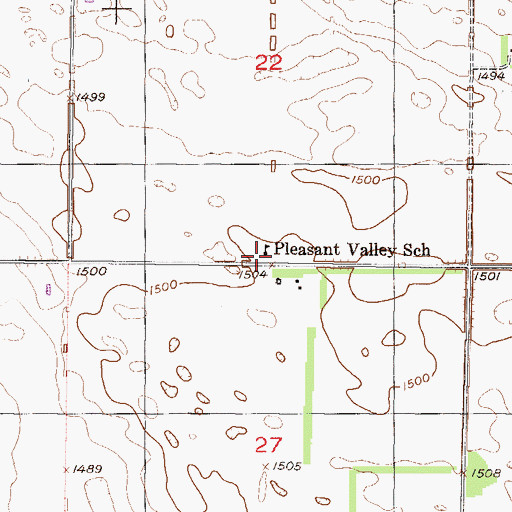 Topographic Map of Pleasant Valley School, ND