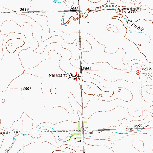 Topographic Map of Pleasant View Cemetery, ND