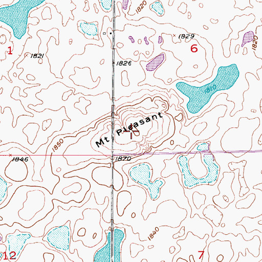 Topographic Map of Mount Pleasant, ND