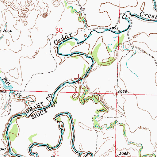 Topographic Map of Plum Creek, ND
