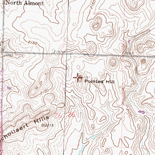 Topographic Map of Pointed Hill, ND