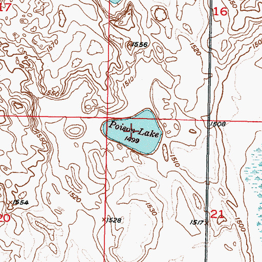 Topographic Map of Poison Lake, ND