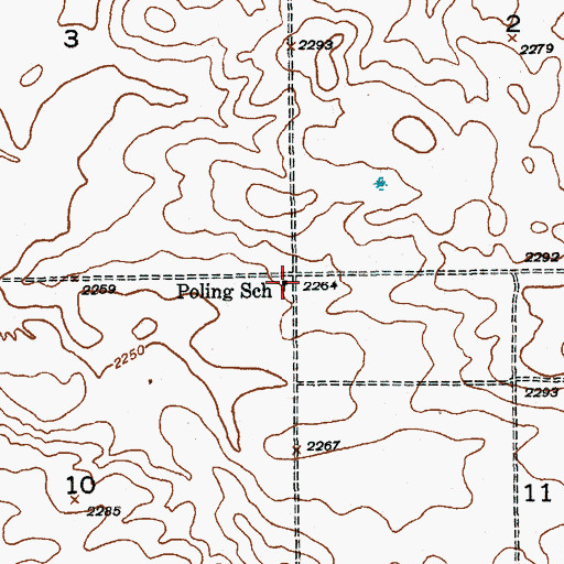 Topographic Map of Poling School, ND