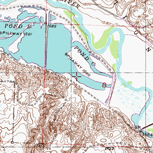 Topographic Map of Pond B, ND