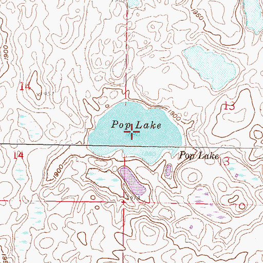 Topographic Map of Pop Lake, ND