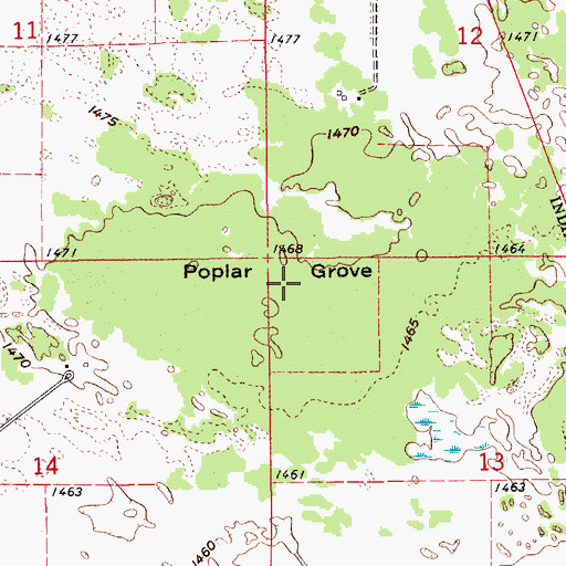 Topographic Map of Poplar Grove, ND