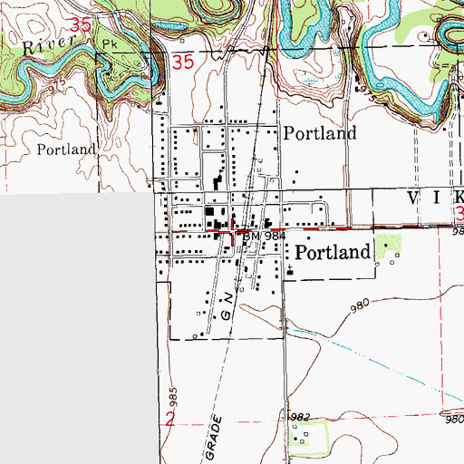 Topographic Map of Portland, ND