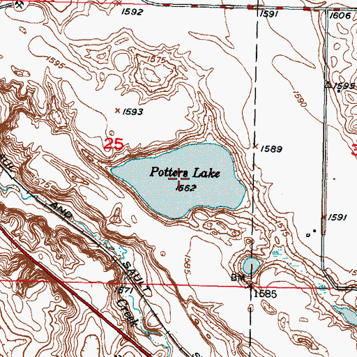 Topographic Map of Potters Lake, ND