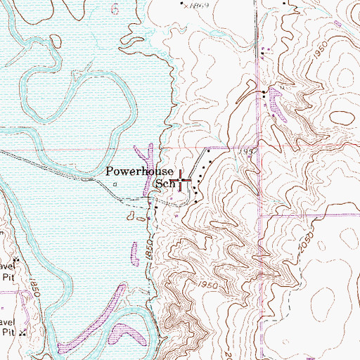 Topographic Map of Powerhouse School, ND