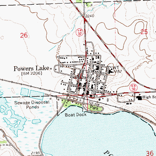 Topographic Map of Powers Lake, ND