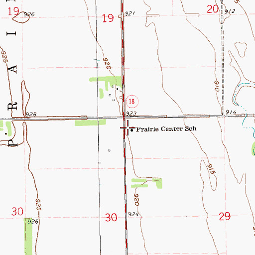 Topographic Map of Prairie Center School, ND