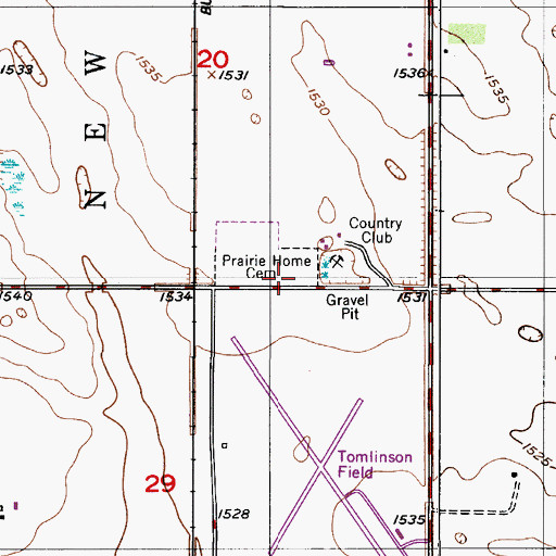 Topographic Map of Prairie Home Cemetery, ND