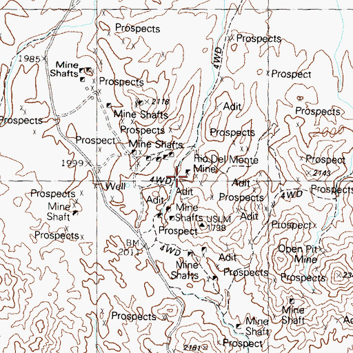 Topographic Map of Rio Del Monte Mine, AZ