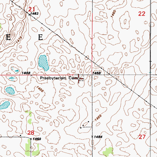 Topographic Map of Presbyterian Cemetery, ND