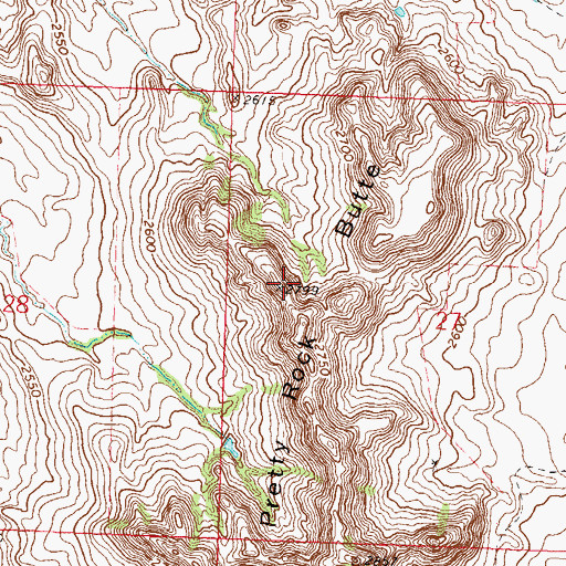 Topographic Map of Pretty Rock Butte, ND