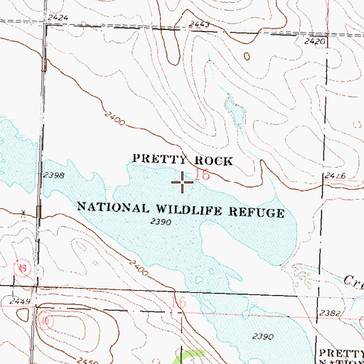 Topographic Map of Pretty Rock National Wildlife Refuge, ND