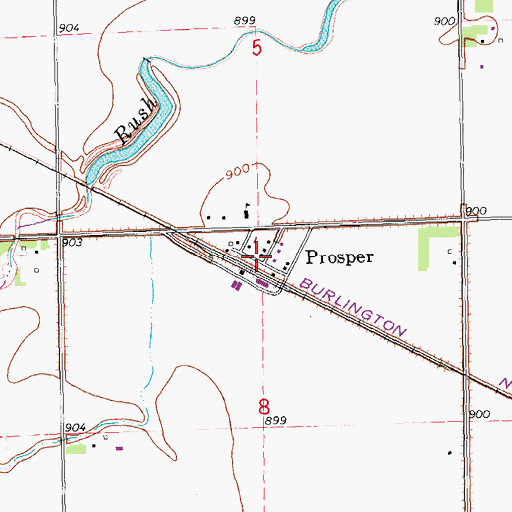 Topographic Map of Prosper, ND