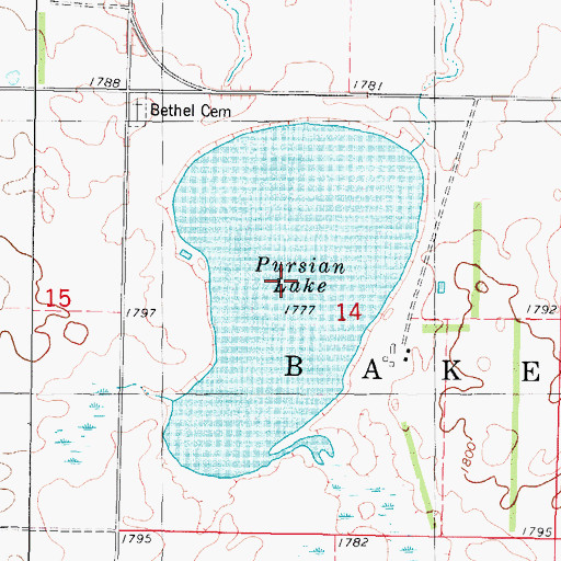 Topographic Map of Pursian Lake, ND