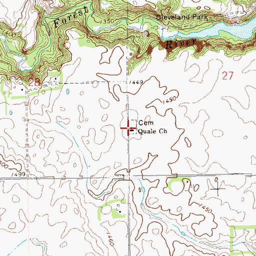 Topographic Map of Quale Church, ND