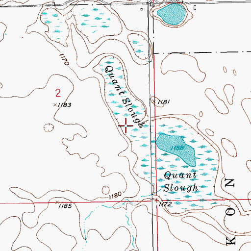 Topographic Map of Quant Slough, ND