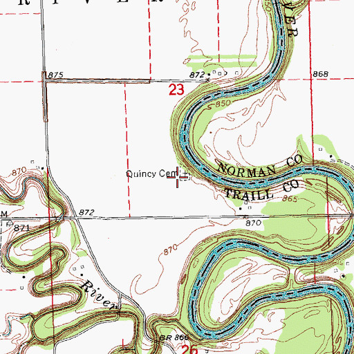 Topographic Map of Quincy Cemetery, ND