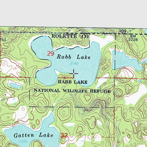 Topographic Map of Rabb Lake National Wildlife Refuge, ND