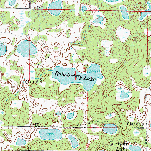 Topographic Map of Rabbit City Lake, ND