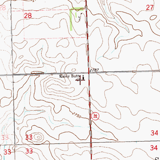 Topographic Map of Rainy Butte Church, ND