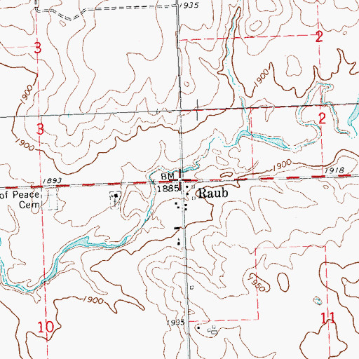 Topographic Map of Raub, ND
