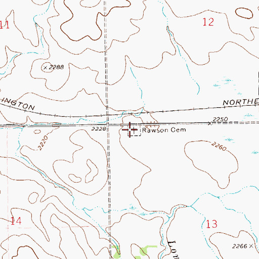 Topographic Map of Rawson Cemetery, ND