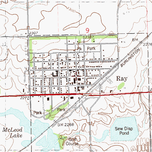 Topographic Map of Ray, ND