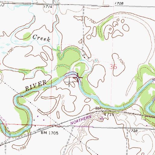 Topographic Map of Raymond Creek, ND