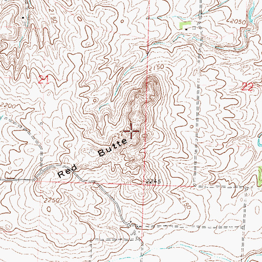 Topographic Map of Red Butte, ND