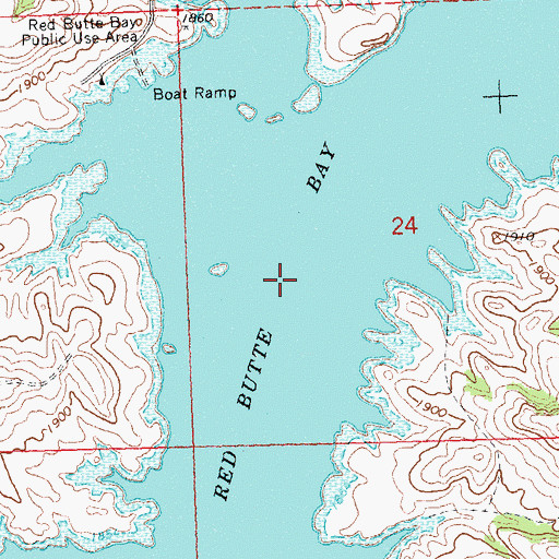 Topographic Map of Red Butte Bay, ND